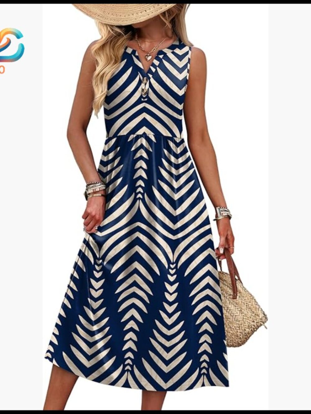 Women's Summer Maxi Dress with Pockets, V-Neck, Side Slit, Lightweight Fabric